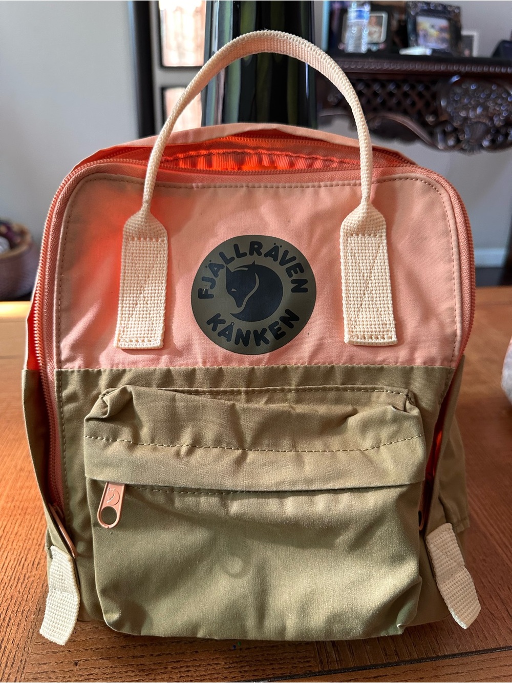 Fjallraven Kanken Mini Two-Tone Peach & Olive Backpack